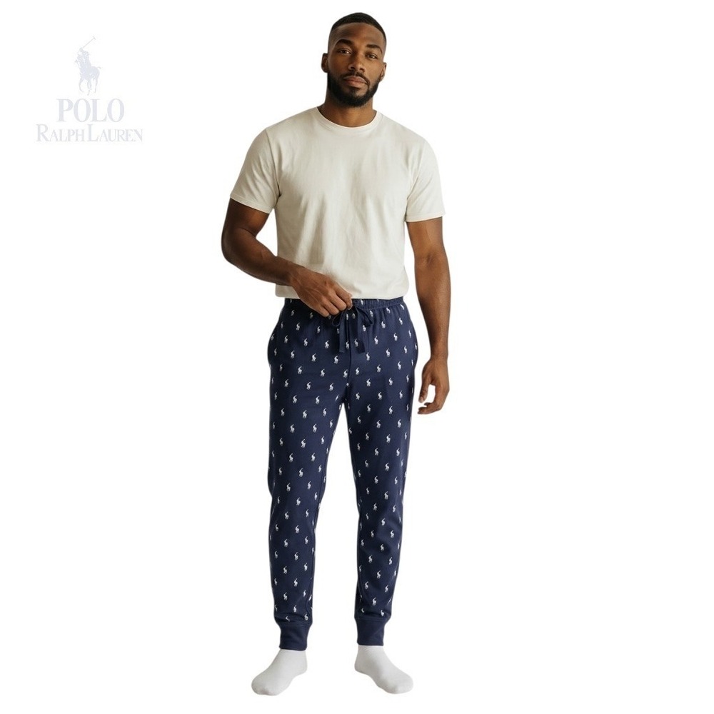 NWT Polo Ralph Lauren Jogger Pants Mens Extra‎ Large XL Navy Blue Allover Pony